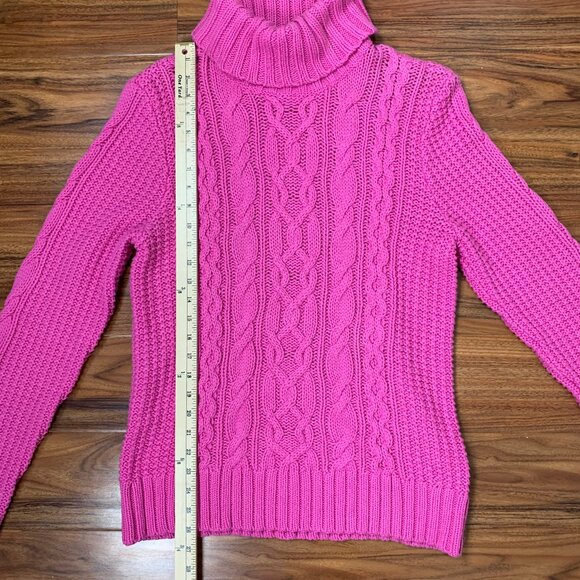 LRL Lauren Ralph Lauren Jeans Co Pink Cable Knit Turtleneck Sweater - Picture 14 of 15